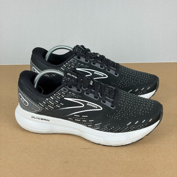 Brooks Glycerin 20 Athletic Running Shoes Womens 8.5 Black White Low Top Lace Up - Picture 3 of 10